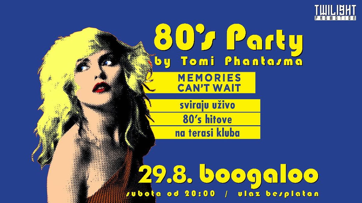 80`s party | cover band `memories cant wait` | boogaloo zagreb | 29.08.2020.