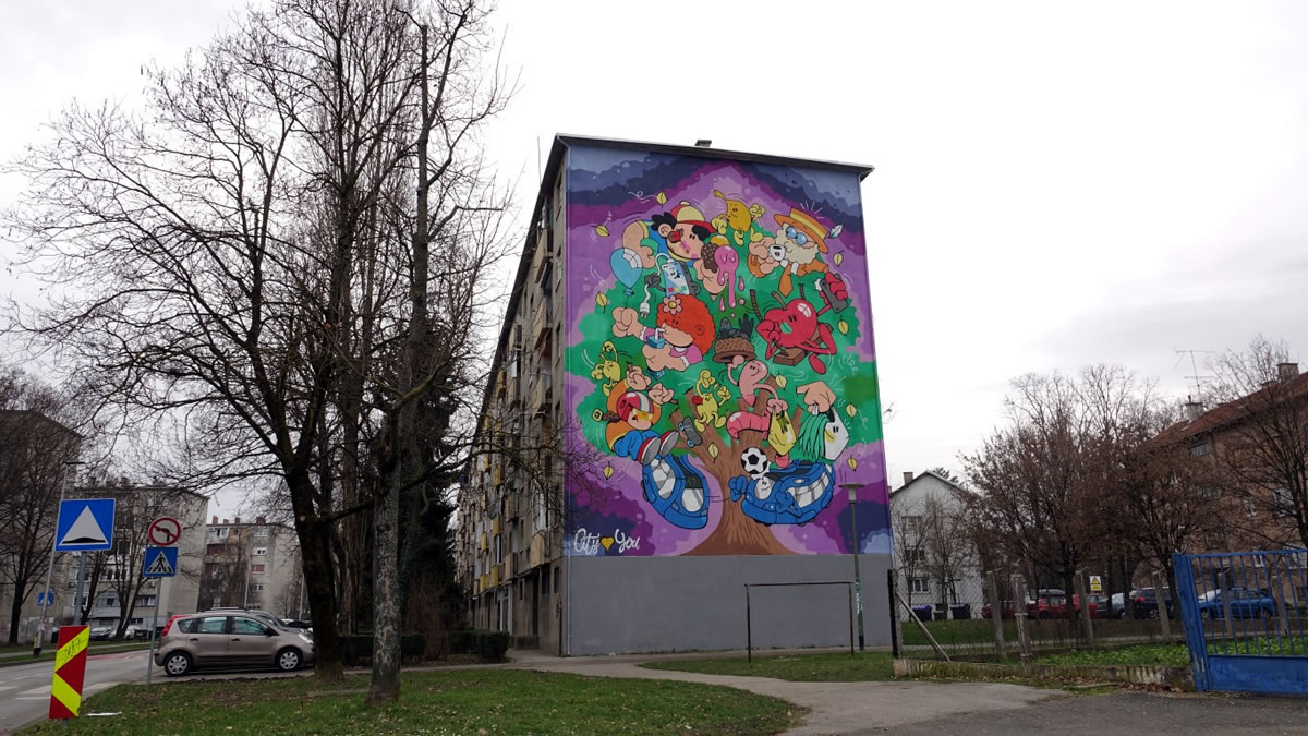 mural "volovčica" zagreb - city street art - 2021.